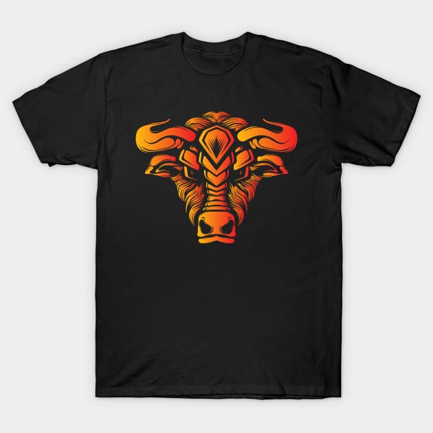 Angry Bull Head Design T-Shirt by Eskitus Fashion